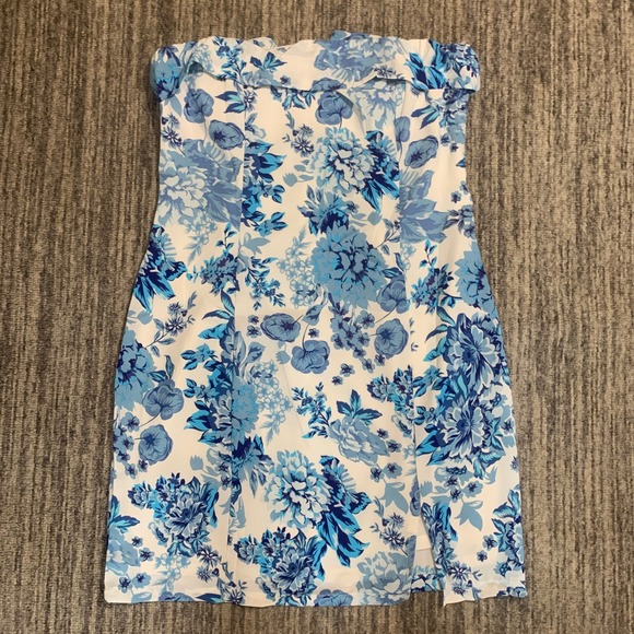 That's So Fetch Floral Mini‎ Dress Strapless Blue White Summer Party S - Picture 1 of 6